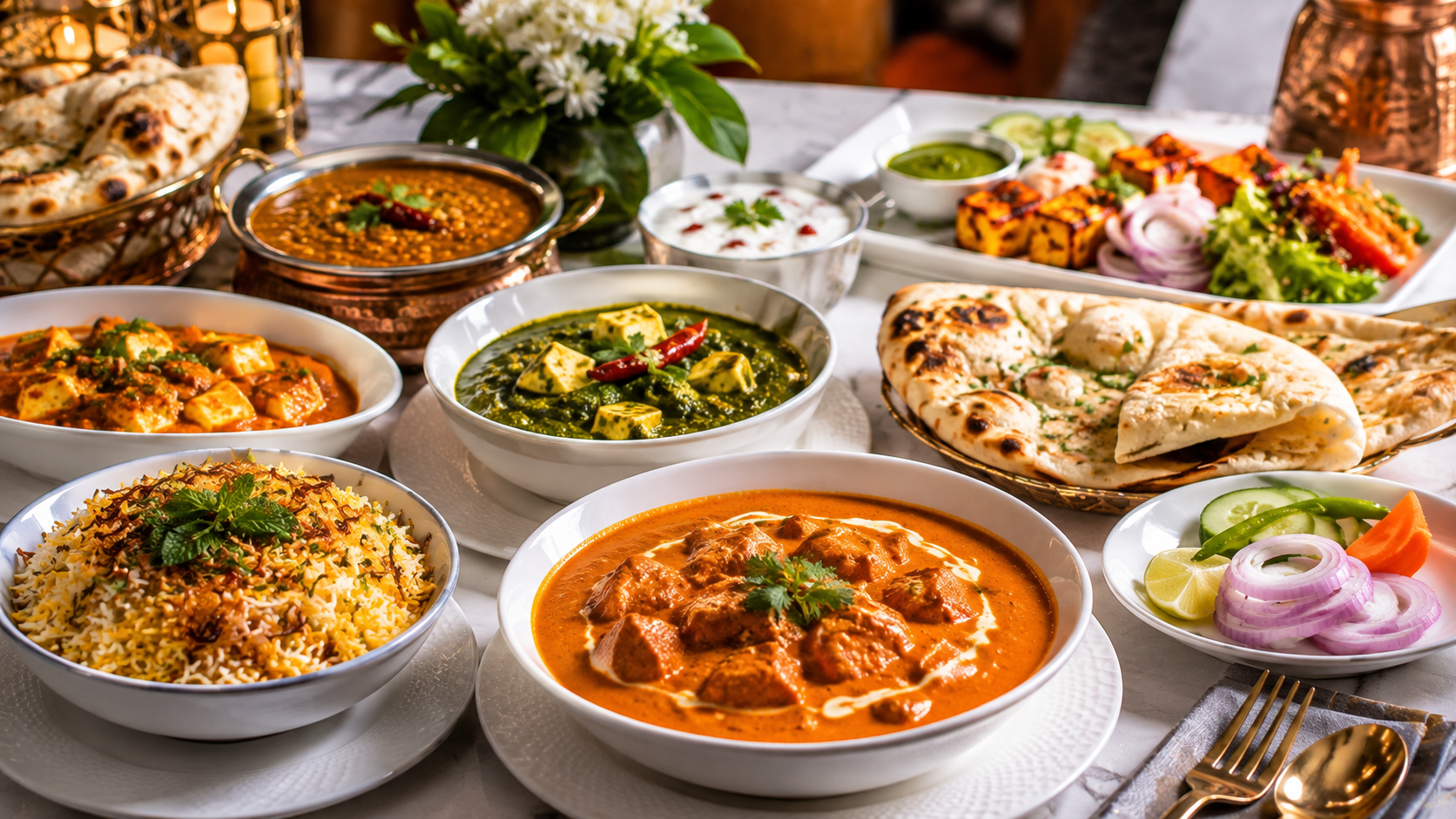 Indian cuisine prepared for catering service